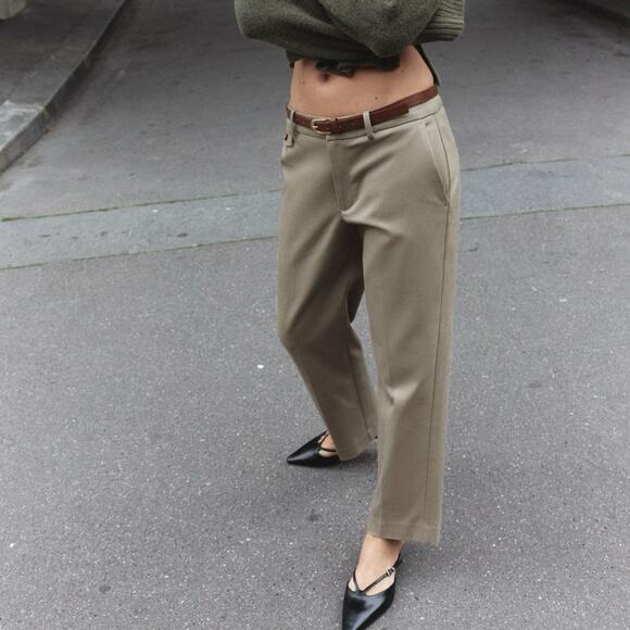 Zara belted Straight Leg Pants - Picture 2 of 7